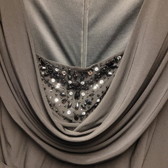 Jessica Howard Black Embellished Ruched Evening Dress Plus 24W EUC Lined 3X - Picture 8 of 14